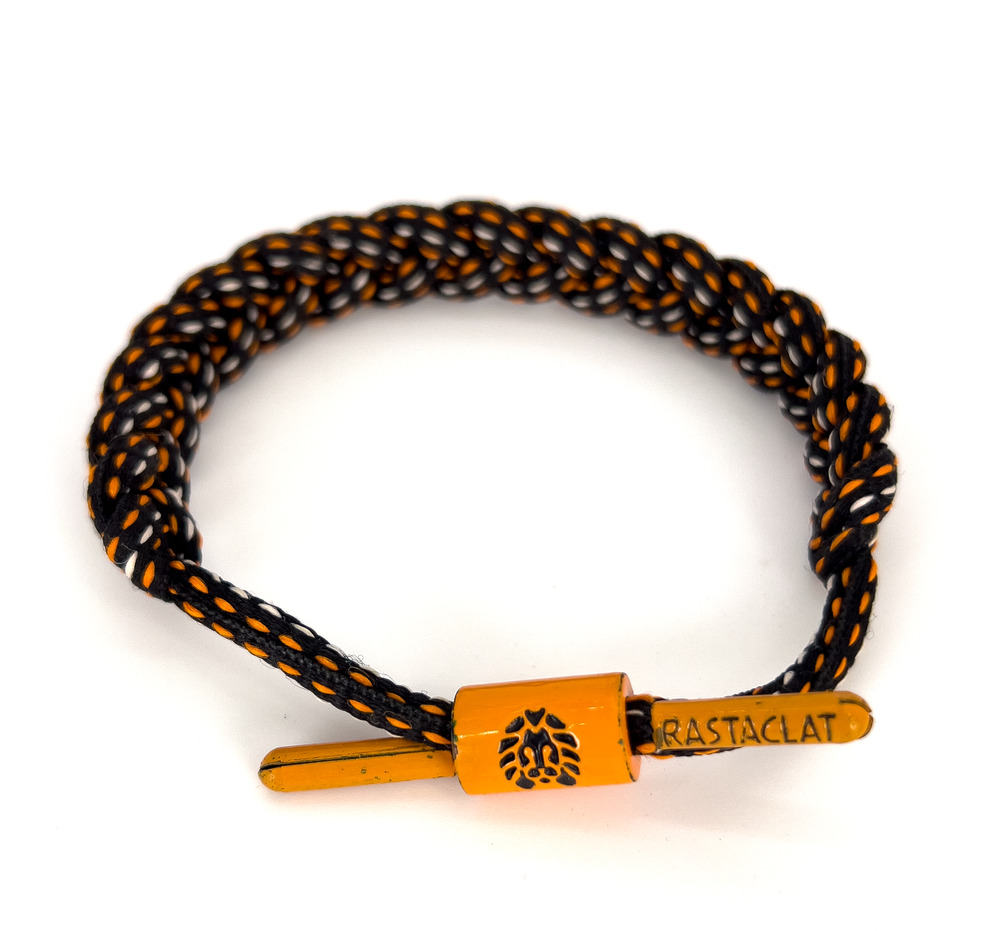 RASTACLAT Braided Shoelace Bracelet Orange Black Adjustable